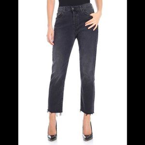 Seven7 jean distressed black cut off high-rise